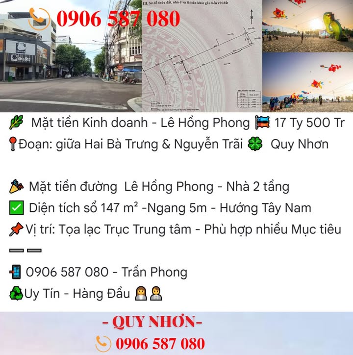 FrontHouse mặt tiền Lê Hồng Phong Quy Nhơn 147m² - Cơ hội đầu tư lý tưởng!