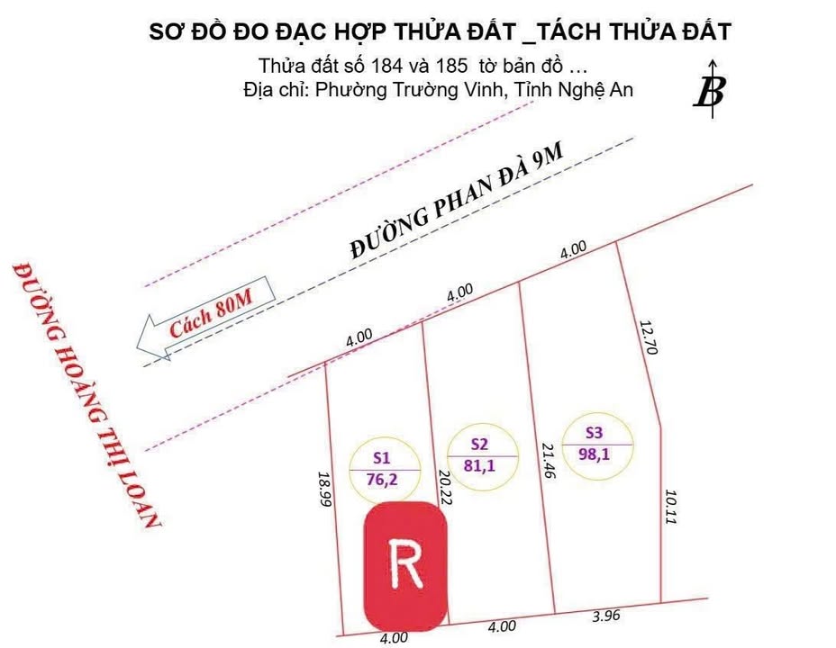 Đất nền mặt đường Phan Đà, Bến Thủy, TP Vinh 81.2m² - Đầu tư sinh lời ngay!