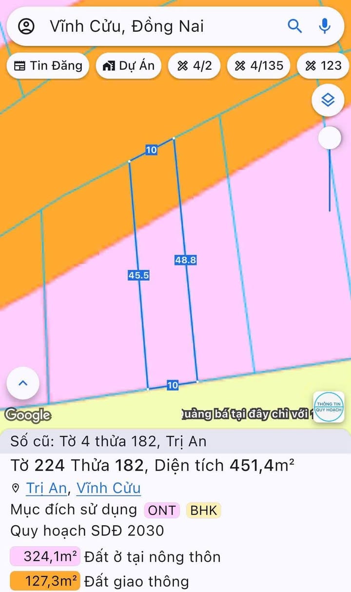 Đất mặt tiền xã Trị An, Vĩnh Cửu - 460m², giá chỉ 2 tỷ - Cơ hội đầu tư tuyệt vời!