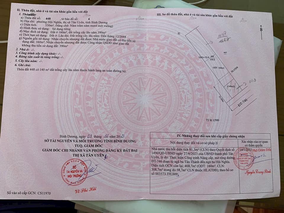 Đất mặt tiền ĐT746 Hội Nghĩa 550m² giá 8 tỷ - Cơ hội đầu tư hấp dẫn!