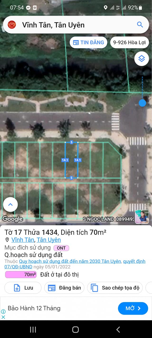 Đất nền KĐT Saigonland Vĩnh Tân 70m² giá chỉ 900 triệu - Sổ hồng đầy đủ!