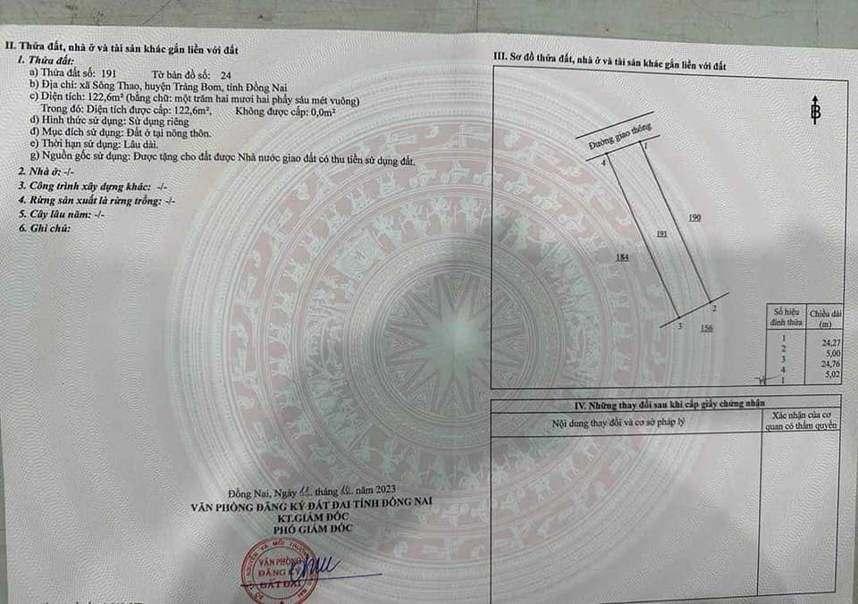 Đất thổ cư Sông Thao Trảng Bom 120m² chỉ 550 triệu - Cơ hội đầu tư tuyệt vời!