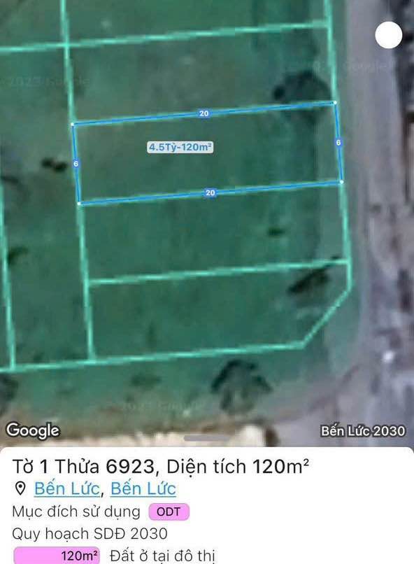 Đất nền Bến Lức 120m² giá 4.1 tỷ - Vị trí đắc địa gần Quốc lộ 1A!