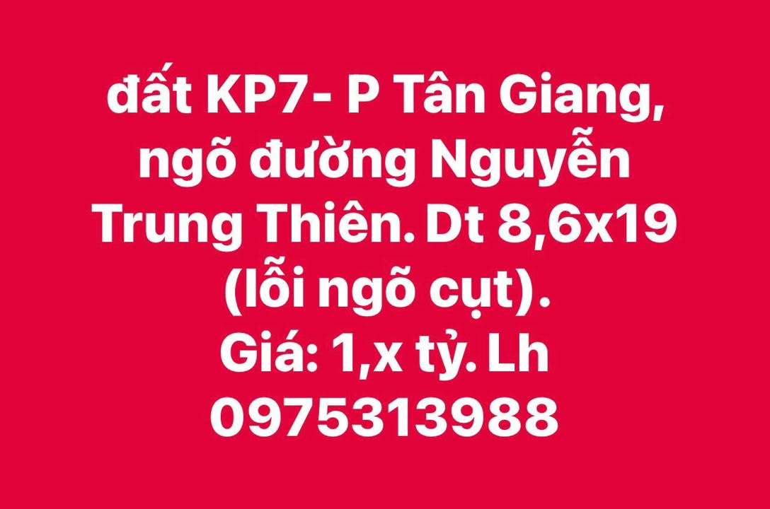 Đất khu phố 7, phường Tân Giang 163m² giá 1 tỷ - Cơ hội đầu tư tuyệt vời!