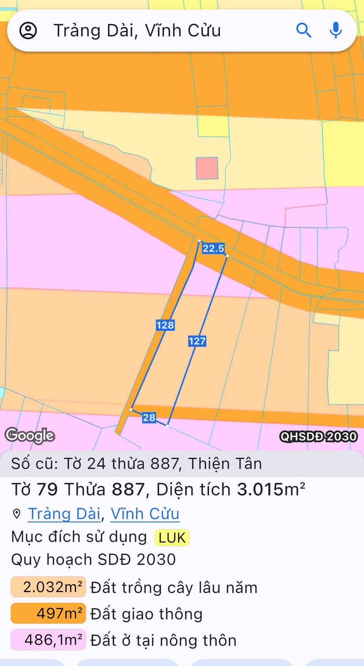 Đất nền Trảng Dài, Biên Hòa 3000m² giá 2.85 tỷ - Cơ hội đầu tư tuyệt vời!