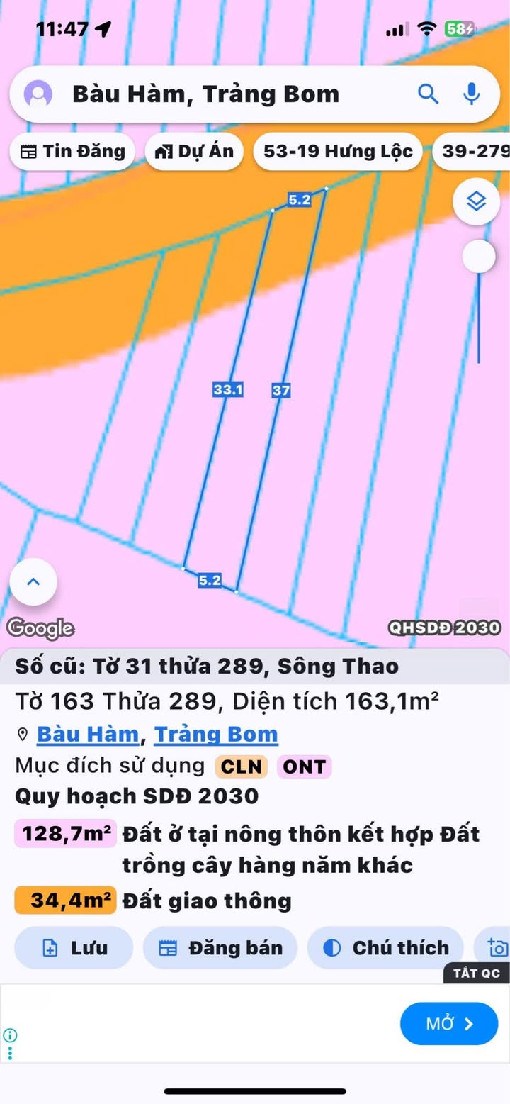 Đất nền Sông Thao Trảng Bom 192m² giá 890 triệu - Kinh doanh thuận lợi!