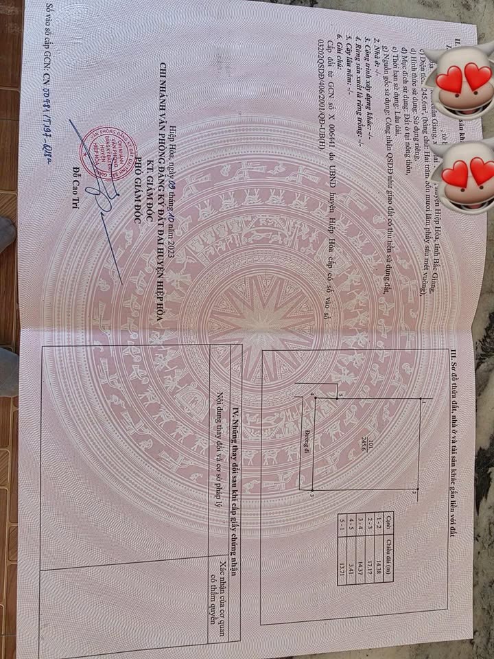 Đất thổ cư tại Thôn Xuân Giang, Hiệp Hòa, 245m² chỉ 7 tỷ - Đầu tư sinh lời lý tưởng!