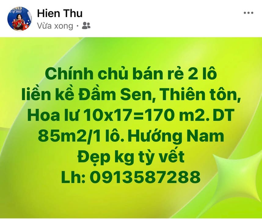 Đất nền Thiên Tôn, Hoa Lư, Ninh Bình 85m² - Giá chỉ 400 triệu, Sổ hồng chính chủ!