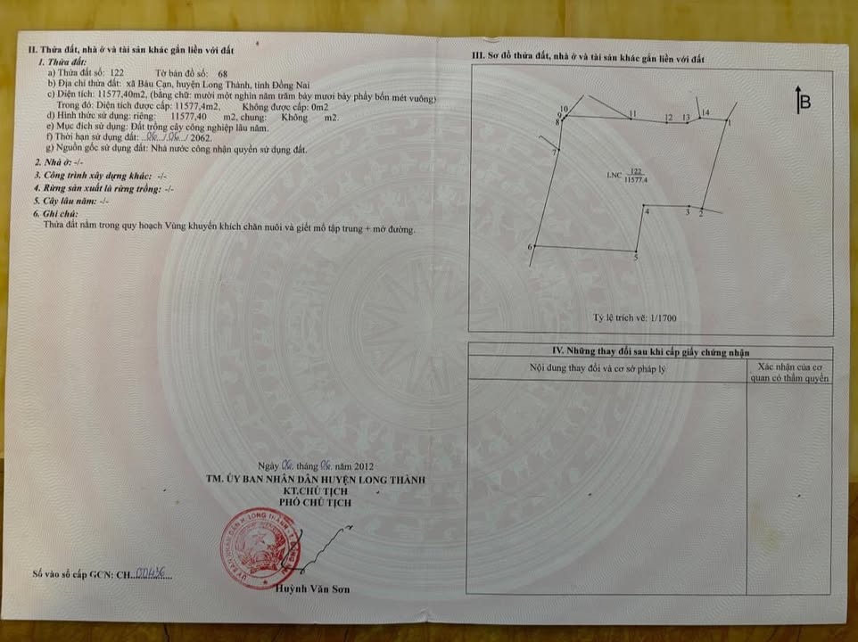 Đất nền Bàu Cạn Long Thành 15.000m² giá 8.333 tỷ - Cơ hội đầu tư hấp dẫn!