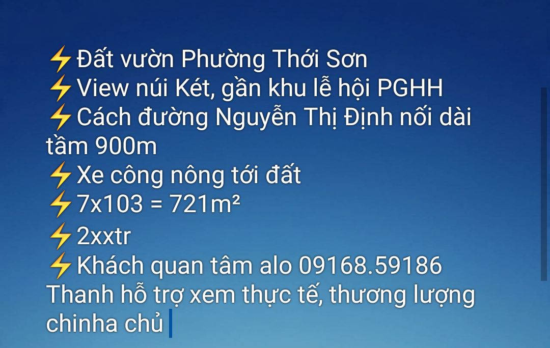 Đất vườn Thới Sơn, Tịnh Biên, An Giang 721m² giá 200 triệu - View núi Két tuyệt đẹp!
