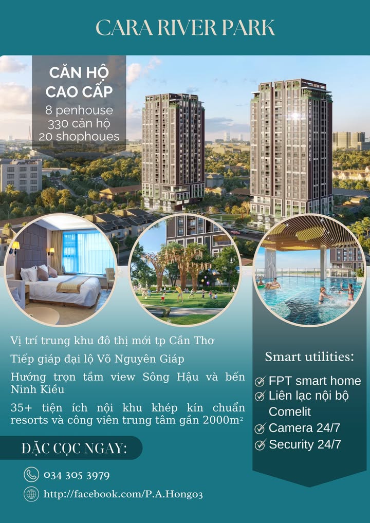 Căn hộ Cara River Park Cần Thơ 70m² giá 1 tỷ - Sẵn sàng bàn giao ngay!
