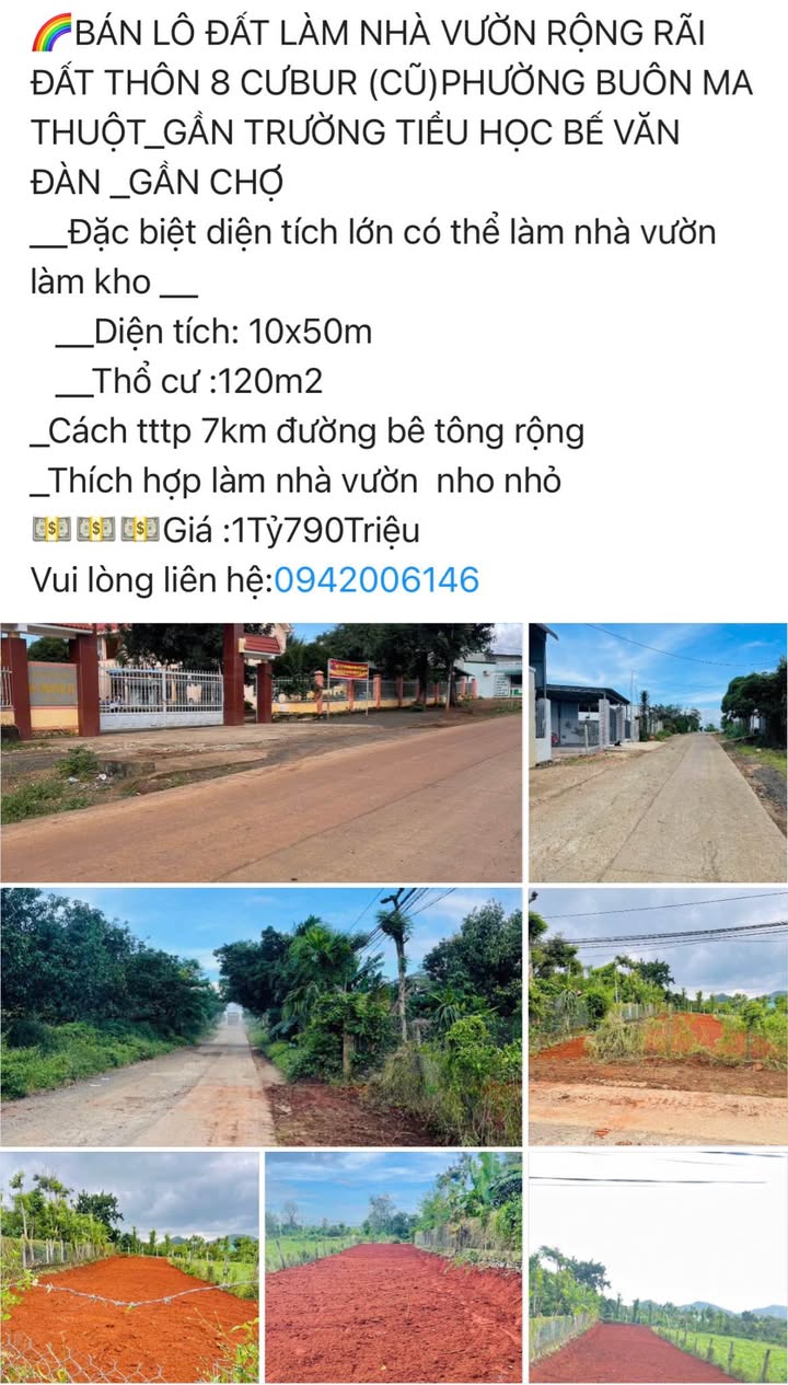 Đất làm nhà vườn tại Cư Êbur, Buôn Ma Thuột 500m² giá 1.79 tỷ - Phù hợp nhiều nhu cầu!