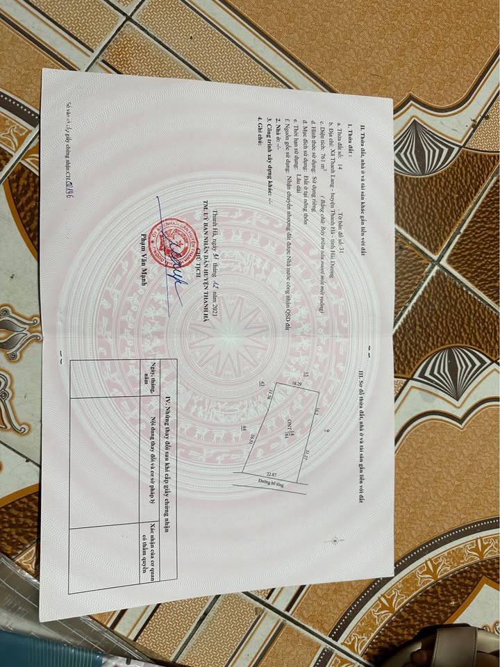 Đất thổ cư 761m² tại Thanh Lang, Thanh Hà - Giá chỉ 4.xx tỷ VND!