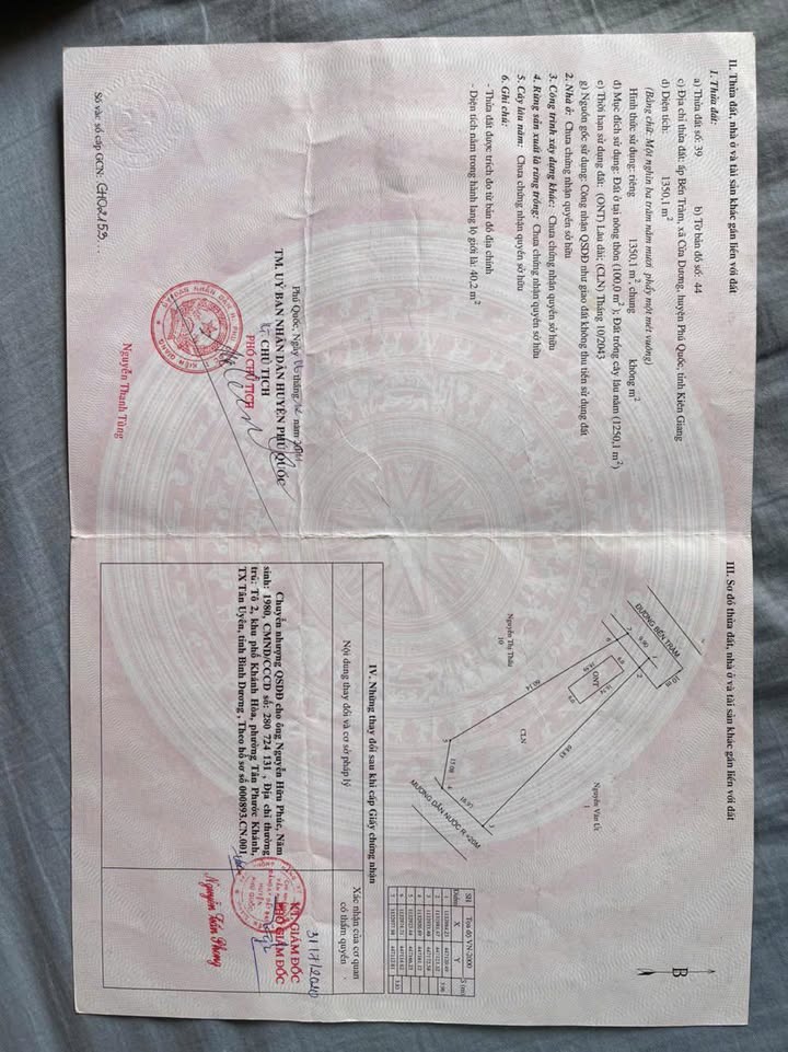 Đất mặt tiền Bên Tràm, Cửa Dương, Phú Quốc 1.350m² - Cơ hội đầu tư sinh lời!