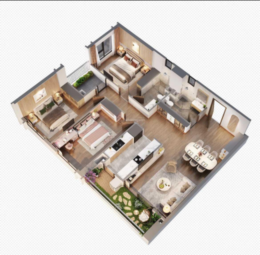 Căn hộ The Wisteria Tòa W2 Hoài Đức 138m² giá 8.8 tỷ - View nội khu bể bơi tuyệt đẹp!