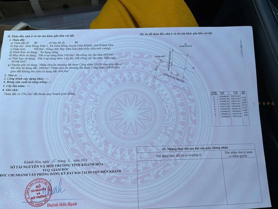 Đất Diên Đồng Diên Khánh 710m² giá 2.2 triệu/m² - Đầu tư tiềm năng với 2 mặt tiền đường bê tông!