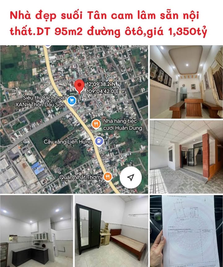 Nhà đẹp Suối Tân Cam Lâm 95m² giá chỉ 1.35 tỷ - Sẵn nội thất sang trọng!