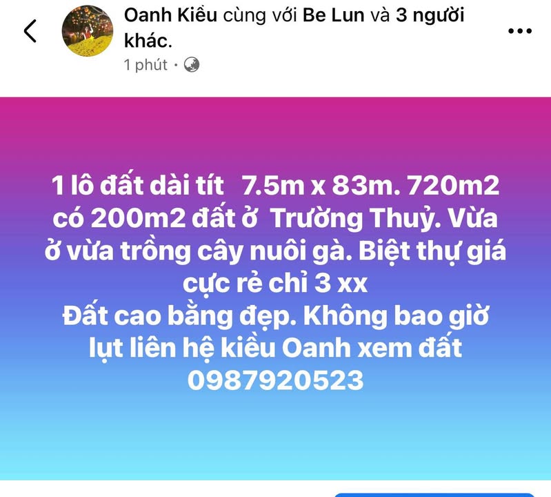 Đất nền Lệ Thủy 720m² giá thỏa thuận - Cơ hội đầu tư tuyệt vời!