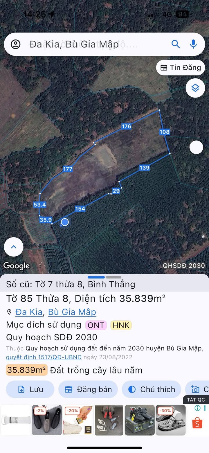 Đất trồng cao su 3ha tại Bình Thắng, Bù Gia Mập - Giá 1.15 tỷ, đường đi riêng