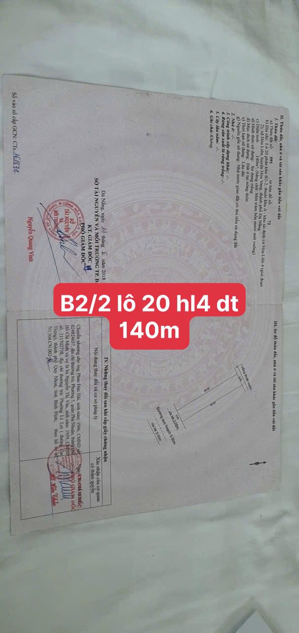 Đất nền Khu TĐC Hòa Liên 4 Đà Nẵng 140m² - Sổ đỏ chính chủ, giá thương lượng tốt!