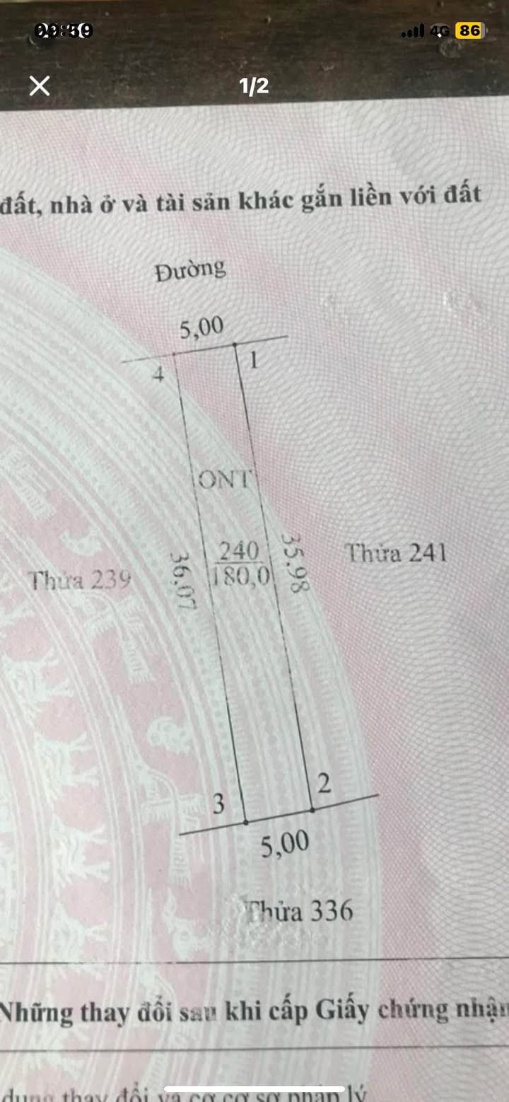 Đất thổ cư Ninh Vân 180m² - Mặt tiền 5m, vị trí đông đúc!