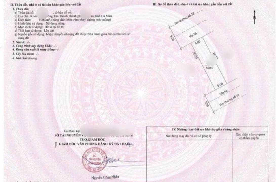 Đất nền 2 mặt tiền KĐT Happy Home Cà Mau 100m² - Giá chỉ 1.28 tỷ