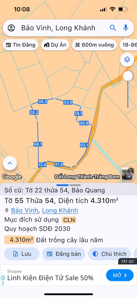 Đất nền Bảo Vinh Long Khánh 1440m² giá 2.1 tỷ - Đầu tư sinh lời ngay!