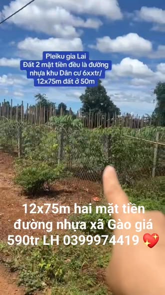 Đất 2 mặt tiền đường nhựa tại xã Gào, Pleiku 912m² - Giá tốt 590 triệu!