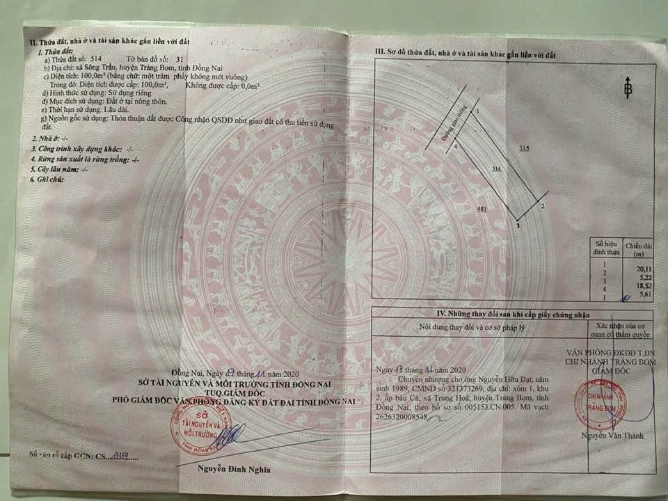 Đất nền Sông Trầu Trảng Bom 100m² giá 450 triệu - Đầu tư sinh lời ngay!