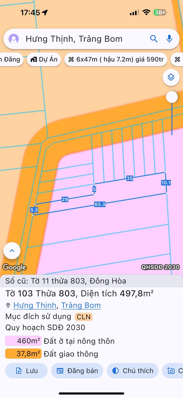 Đất 500m² mặt tiền đường nhựa xã Đông Hòa, Trảng Bom - Giá chỉ 990 triệu!