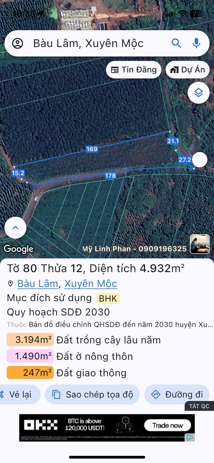 Đất nền Bàu Lâm, Xuyên Mộc 4932m² giá 4.99 tỷ - Đầu tư sinh lời bền vững!