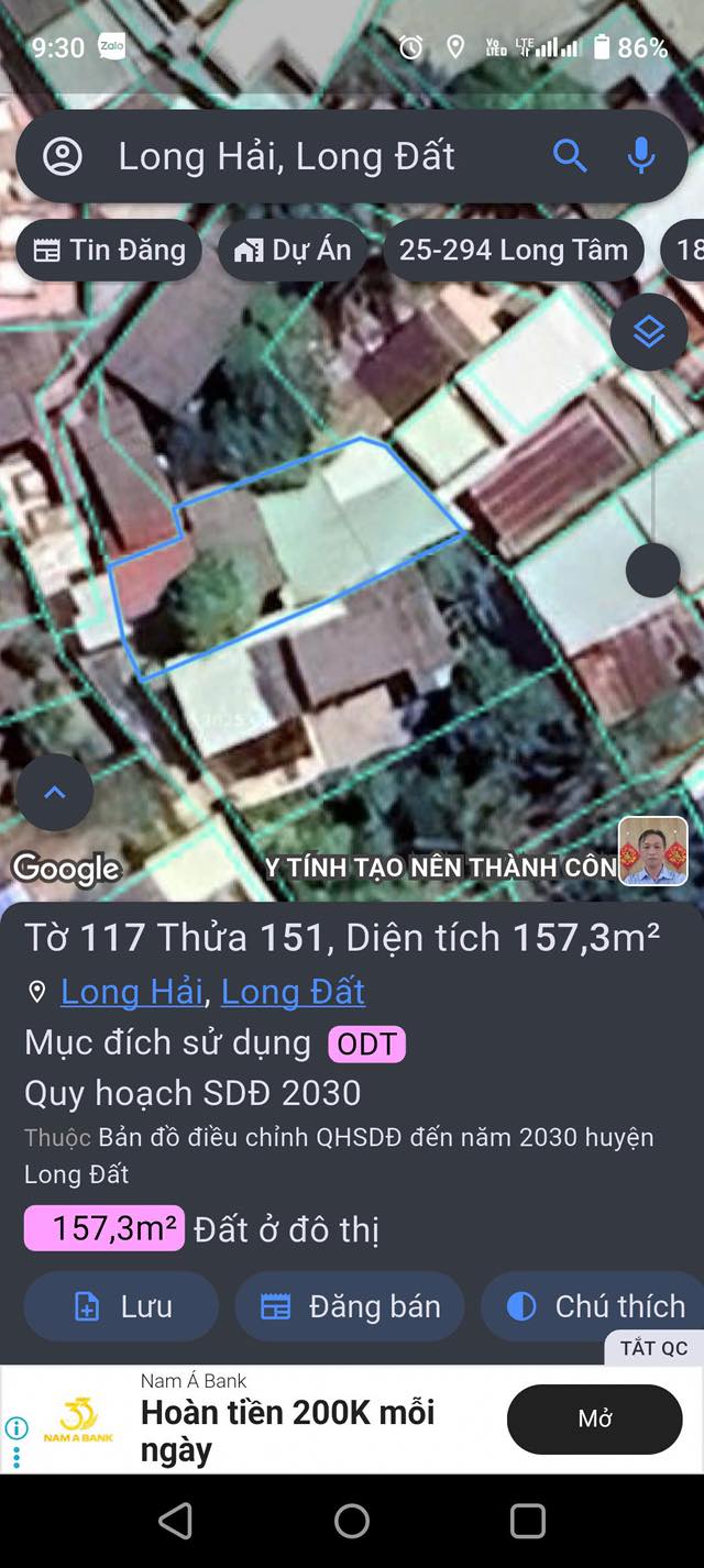 Đất thổ cư Long Hải 157m² giá chỉ 1.2 tỷ - Sẵn sàng xây dựng ngay!