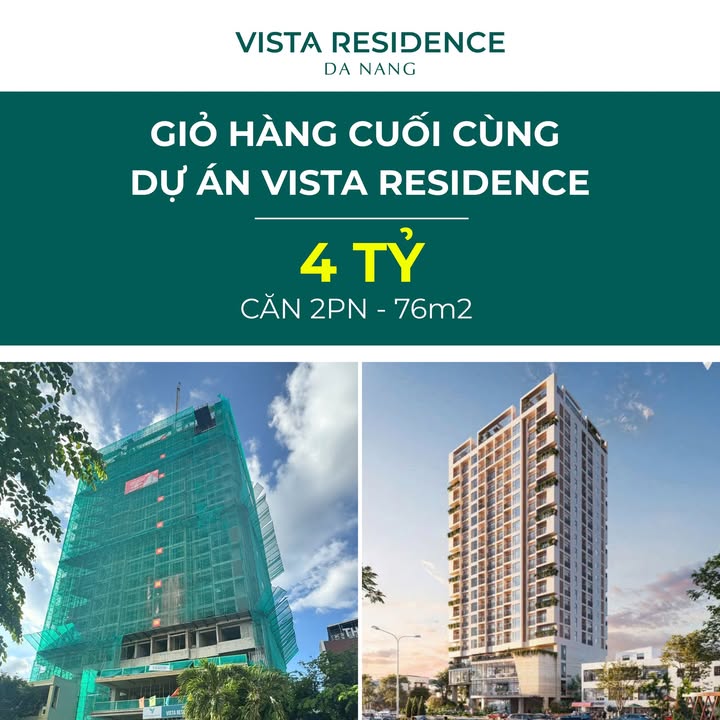 Căn hộ Vista Residence Đà Nẵng 76m² giá 4 tỷ - Full nội thất cao cấp, view tuyệt đẹp!