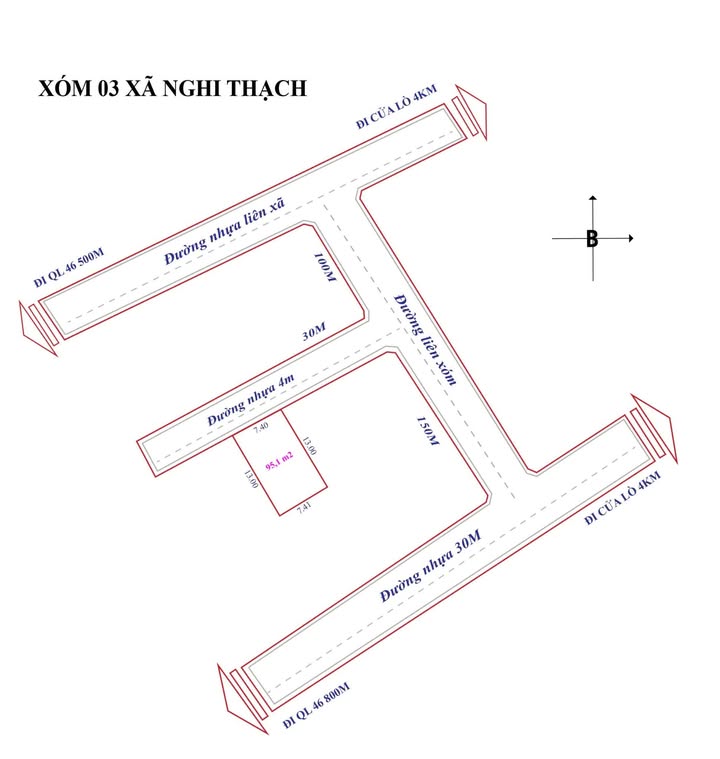 Đất nền Nghi Thạch 95,1m² giá thỏa thuận - Gần trường học và ủy ban