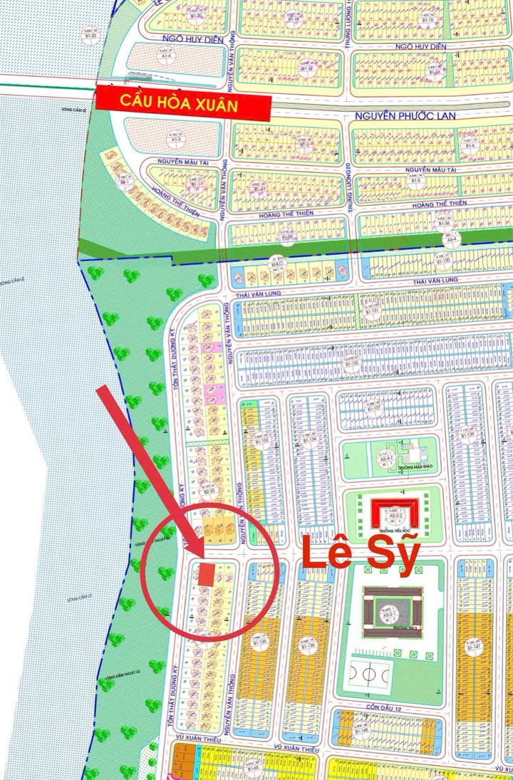 Lô đất biệt thự Đường Lê Sỹ, 318.7m², giá 22 tỷ - Vị trí đắc địa gần sông!