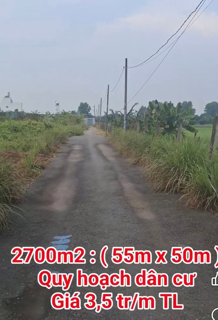 Đất nền 2700m² xã Bình Mỹ, Củ Chi - Giá chỉ 3.5 triệu/m², thương lượng trực tiếp!