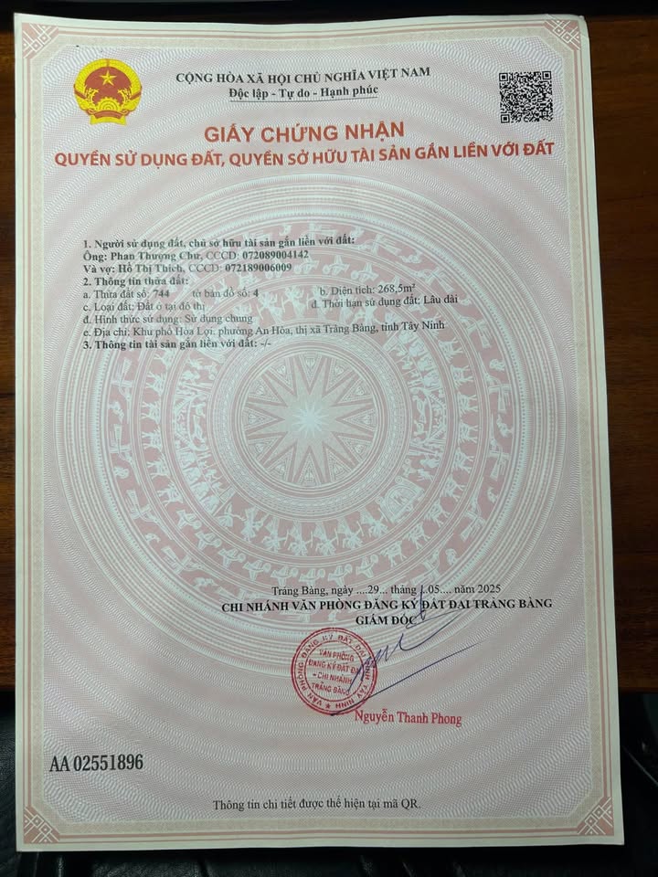 Đất nền khu phố Hòa Lợi, Trảng Bàng, Tây Ninh 280m² giá 900 triệu - Cơ hội đầu tư tuyệt vời!