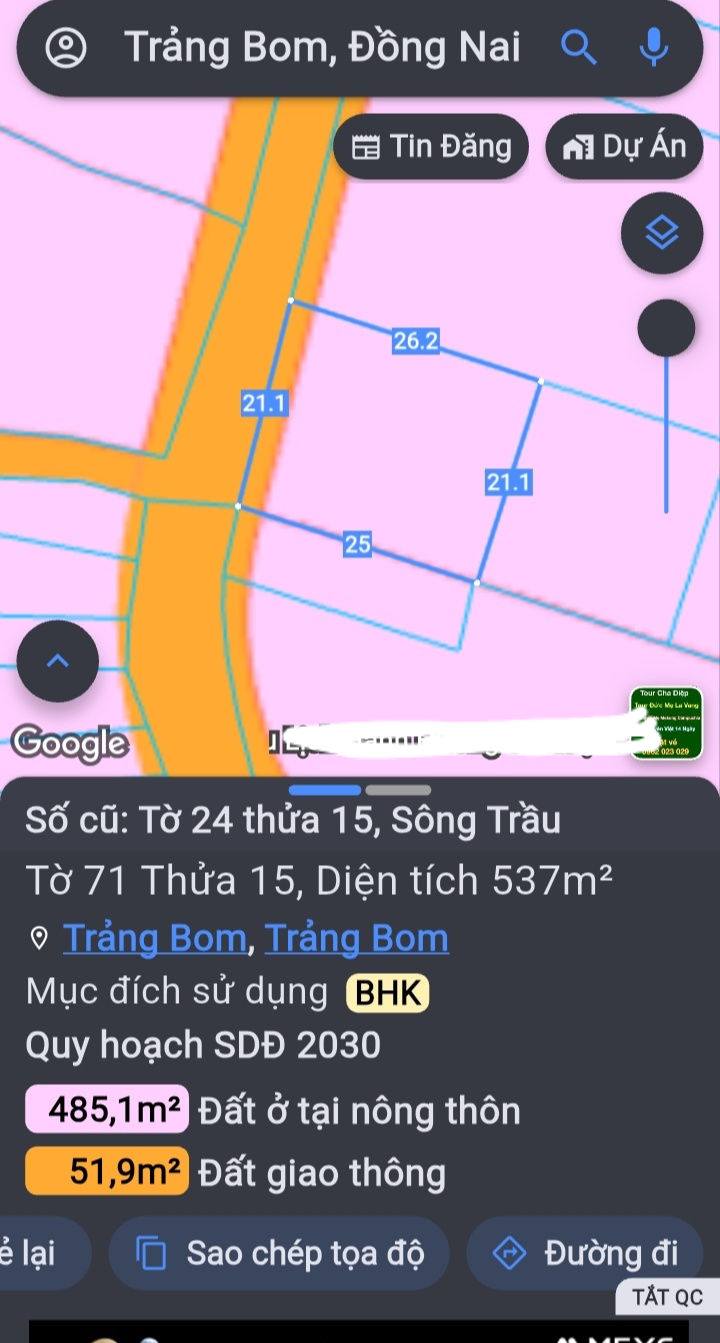 Đất nền 500m² tại Ấp 7 Sông Trầu, Trảng Bom - Sổ hồng chính chủ, giá 2.1 tỷ!