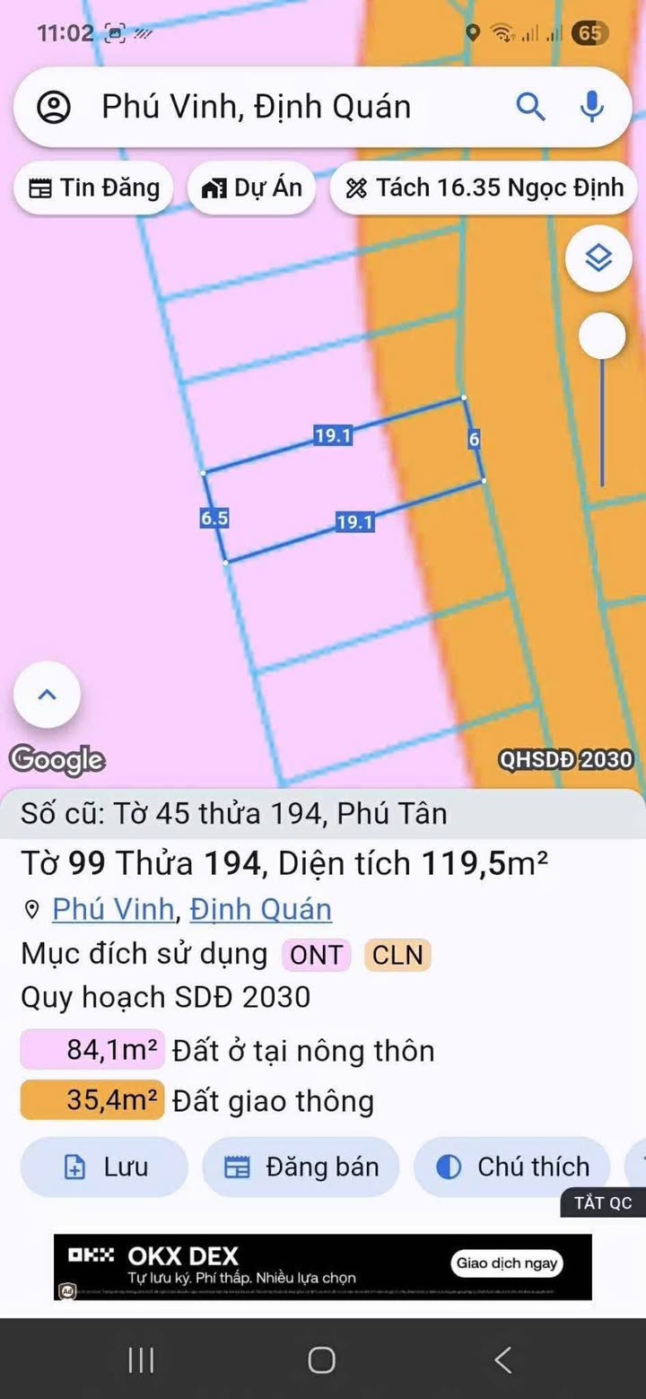 Đất thổ cư ấp 2 Phú Tân 114m² giá 295 triệu - Sổ hồng chính chủ!