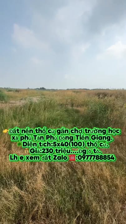 Đất nền 200m² xã Phú Tân, huyện Tân Phú Đông, Tiền Giang chỉ 230 triệu - Cơ hội đầu tư tuyệt vời!