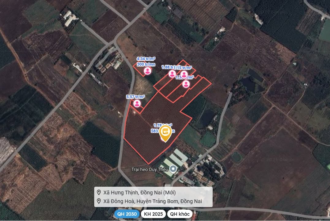 Đất nền Xã Hưng Thịnh, Trảng Bom 2074.9m² giá 9 tỷ - Cơ hội đầu tư hấp dẫn!