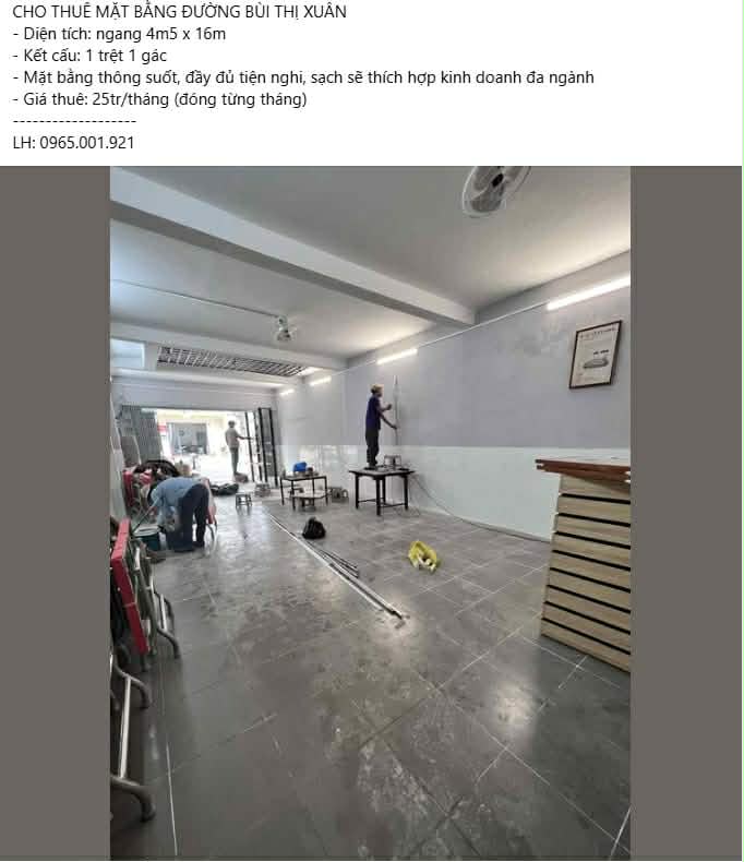 Cho thuê mặt bằng đường Bùi Thị Xuân Đà Lạt - Giá thỏa thuận, vị trí đắc địa!