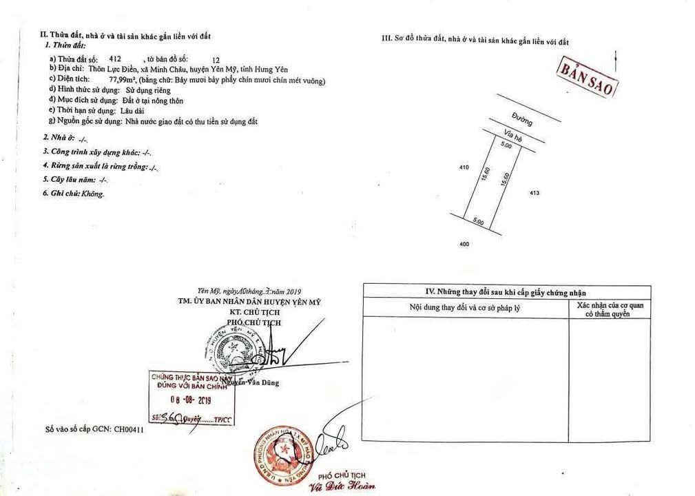 Đất Lực Điền, Minh Châu, Yên Mỹ 78m² giá 2.4 tỷ - Sổ đỏ chính chủ, ô tô đỗ cửa!