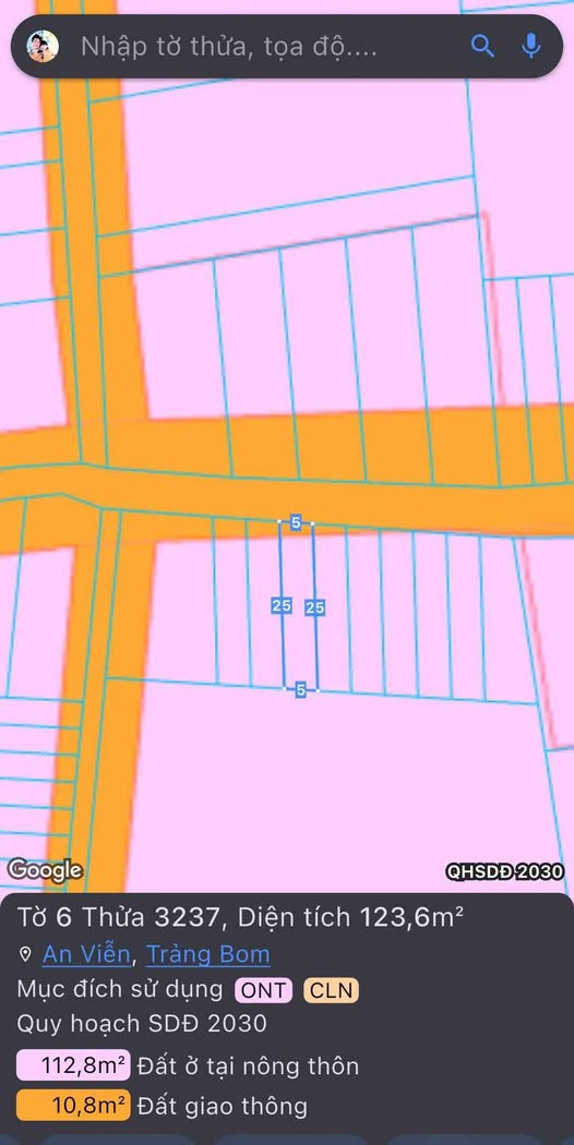 Đất thổ cư 125m² mặt tiền Liên ấp An Viễn giá 1.1 tỷ - Sổ đỏ chính chủ!