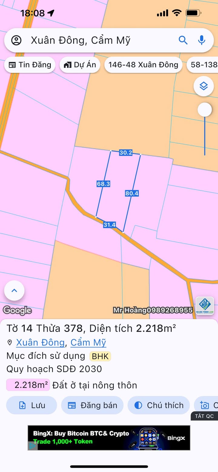 Đất nền Xuân Đông, Cẩm Mỹ, Đồng Nai 2218m² giá 1.65 tỷ - Vị trí đắc địa cho nhà vườn