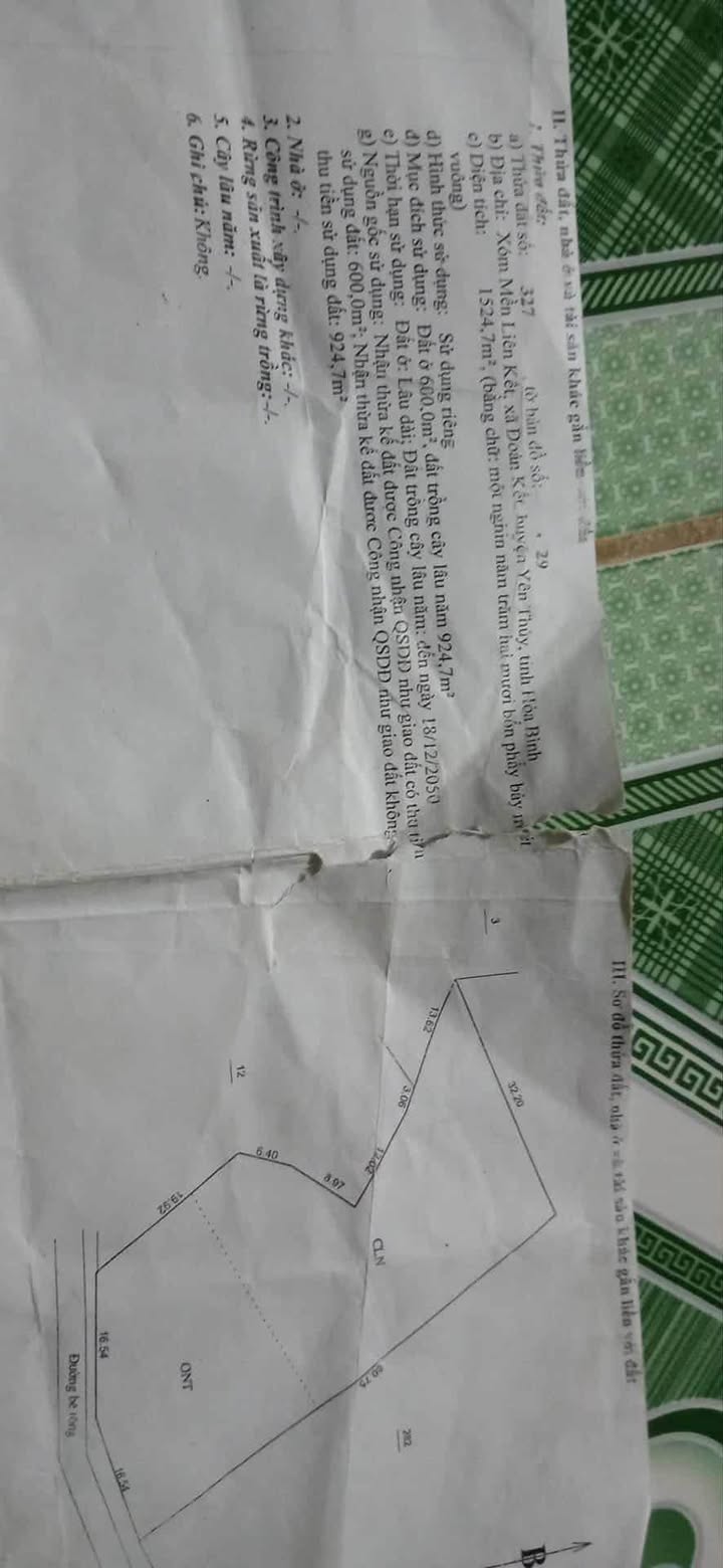 Đất thổ cư 600m² tại xã Đoàn Kết, TP Hòa Bình - Giá chỉ 1 tỷ!