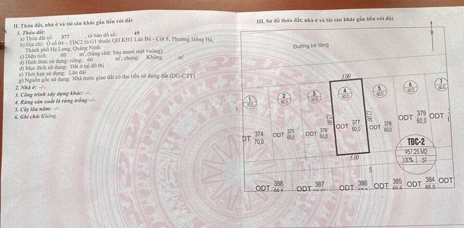 Đất nền Hồng Hà, Hạ Long 60m² giá 7.5 tỷ - Vị trí đắc địa, đầy đủ tiện ích!