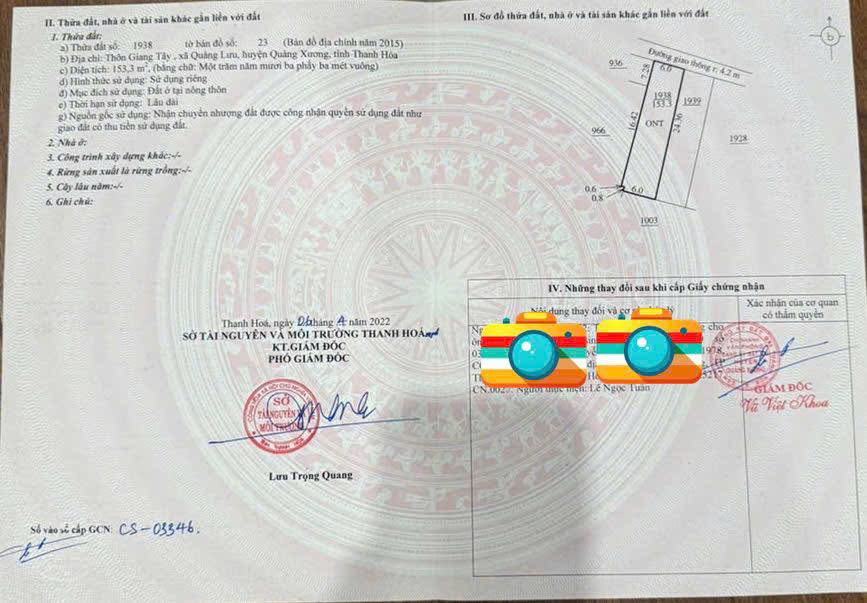 Đất thổ cư Quảng Lưu, Quảng Xương 153m² giá chỉ 1 tỷ - Đường ô tô tránh nhau thoải mái!