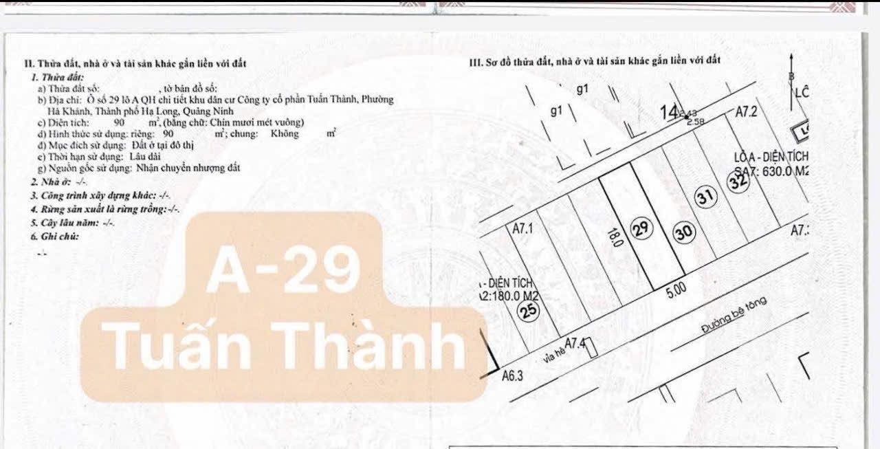 Đất dự án Tuấn Thành Hà Khánh 90m² giá chỉ 2 tỷ - Cơ hội đầu tư tuyệt vời!