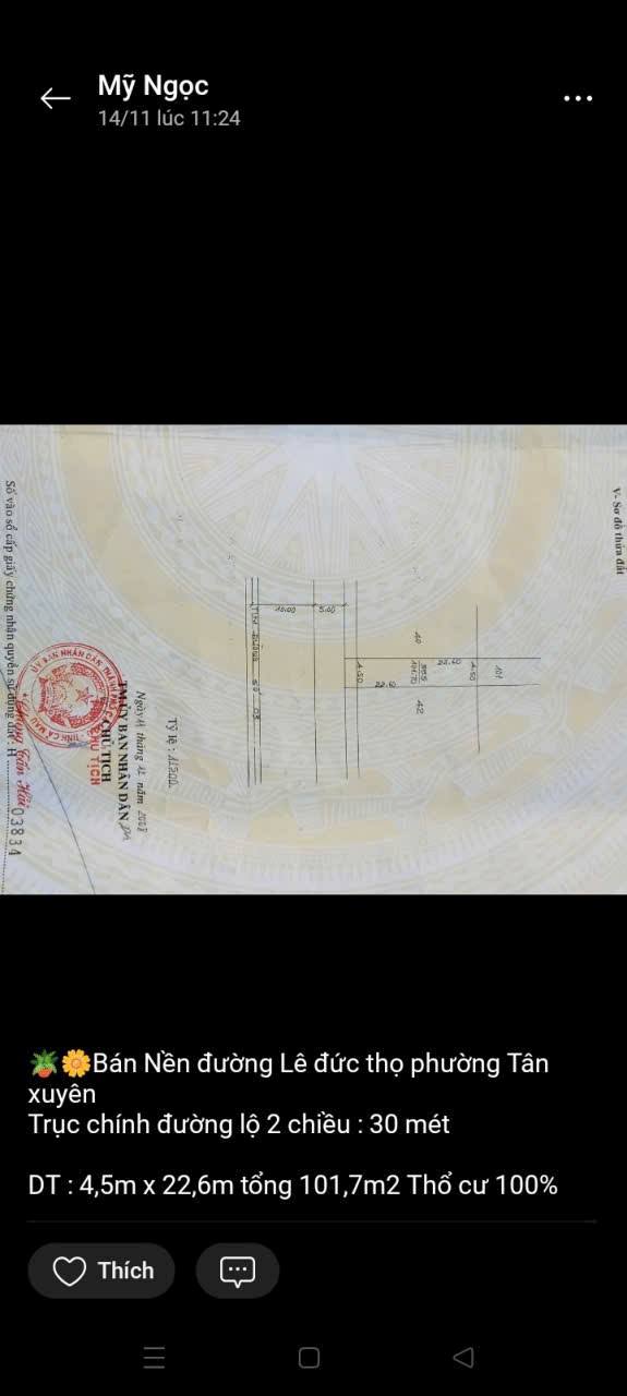 Đất nền đường Lê Đức Thọ, phường Tân Xuyên, 101.7m² - Vị trí kinh doanh lý tưởng!